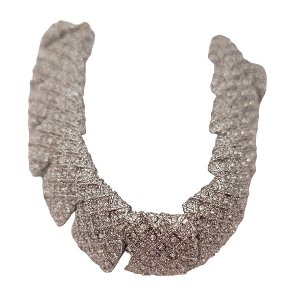 Hutton Wilkinson Silver Tone Clear Pave Rhinestone Panel Bracelet, E785 - Picture 5 of 12